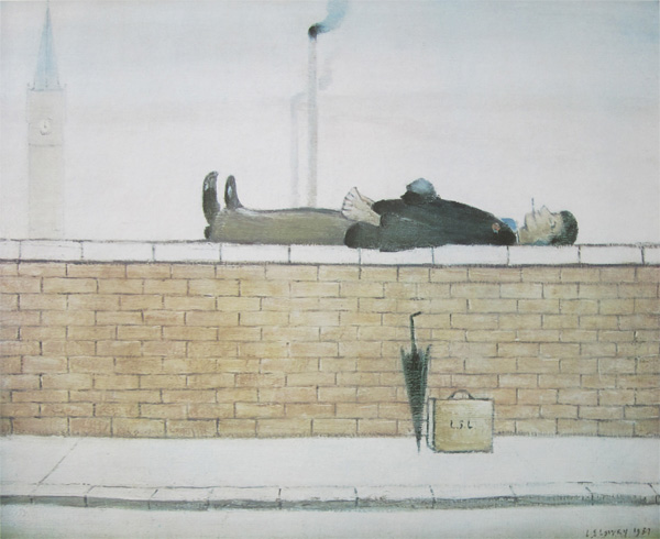 Lowry : Man Lying on a Wall
